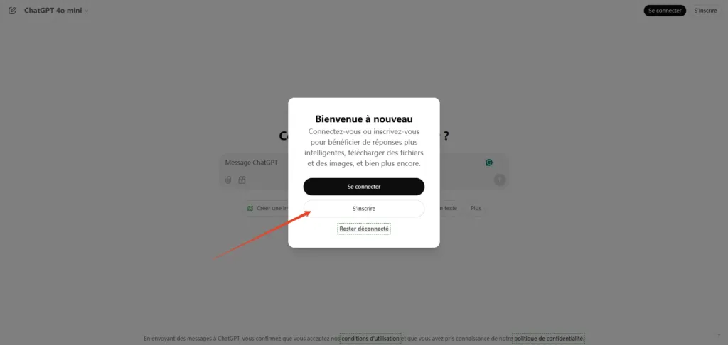 Comment s'inscrire à chatgpt-1